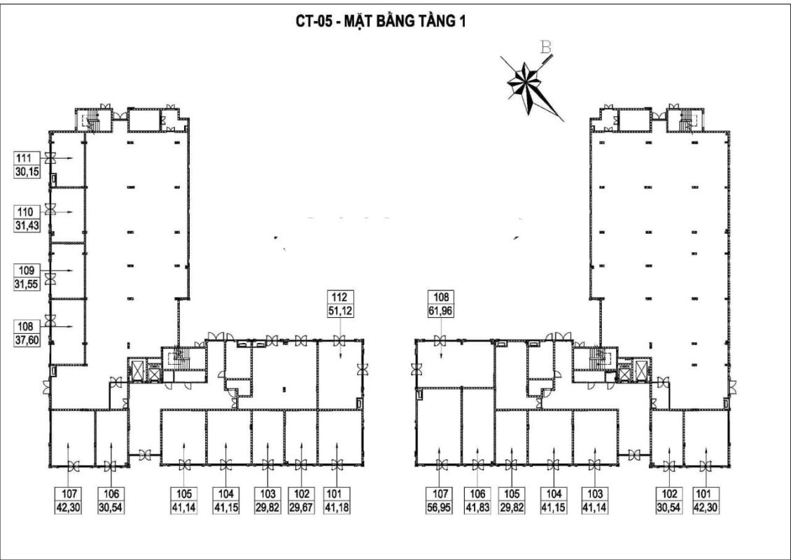 NHÀ Ở XÃ HỘI HUD MÊ LINH mat bang tang 1 CT5 khu chung cu noxh hud me linh