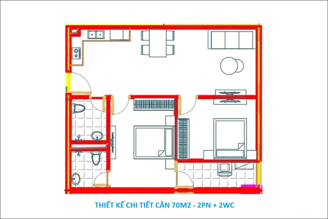 UDIC ECOTOWER thiet ke can 70 m2 nha o xa hoi ha dinh